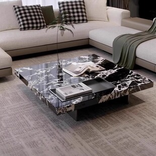 政府补贴极简轻奢大理石茶几简约客厅家用大小户型平层别墅高级感