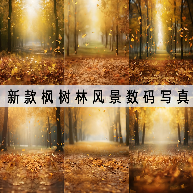 枫树林秋叶秋天摄影背景布家用