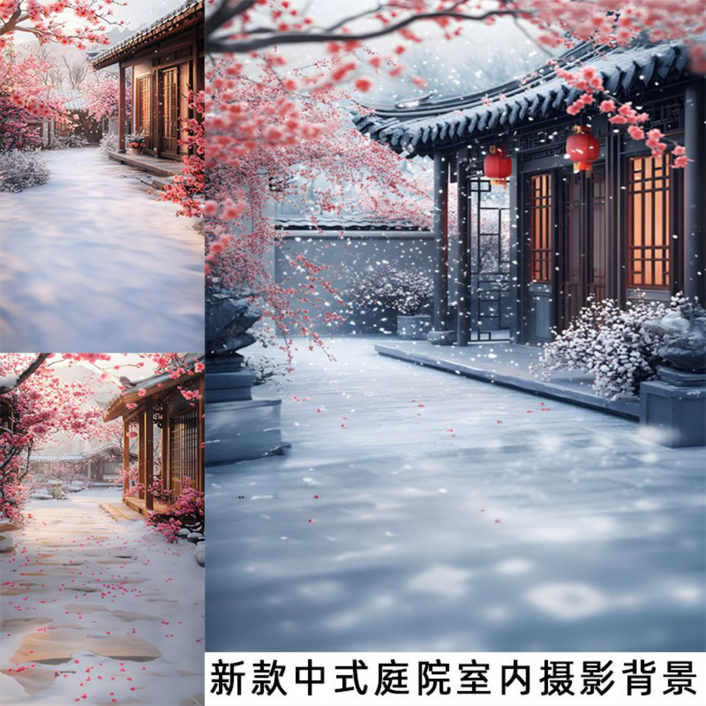 新中式古风庭院加厚无纺布背景布