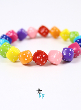 糖果色骰子礼物编织弹力手串