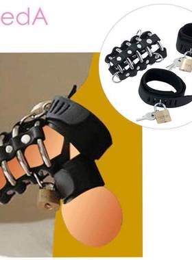 Adult Games Genuine Leather Cock Cage Sex Toys for Men scrot