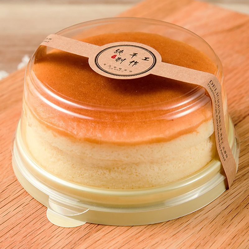 4寸 轻乳酪芝士 蛋糕卷 面包慕斯小西点盒子圆形盒透明 烘焙包装