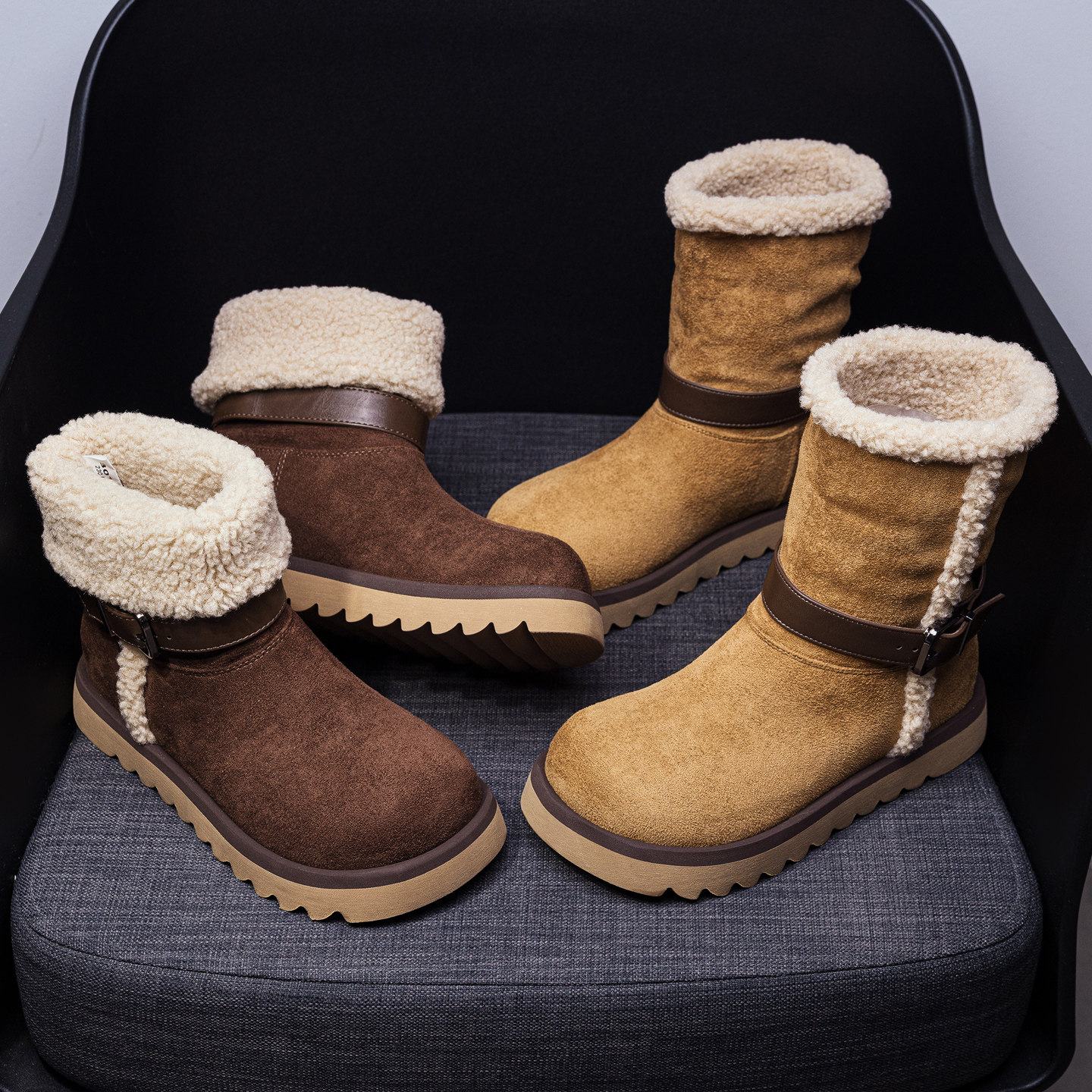 雪地靴女2025新款冬季加绒加厚保暖棉鞋厚底中筒靴平底马丁靴