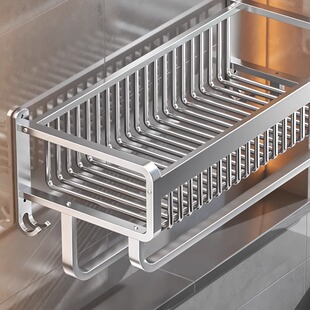 卫生间毛巾架免打孔太空铝浴室厕所网篮置物架洗手间浴巾架壁挂式