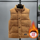 马甲灯芯绒坎肩背心保暖外穿休闲立领无袖 秋冬新款 男士 外套加厚潮