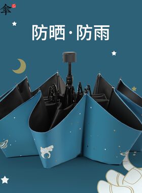 防晒黑胶涂层晴雨两用遮太阳伞