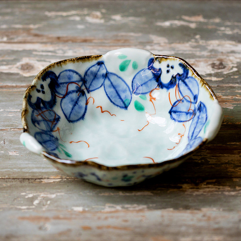 赤绘蔓草变形大钵日本进口粗陶碗