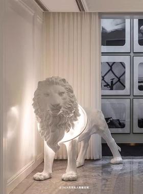 台湾haoshi狮子落地灯设计师现代摆件别墅大宅乔迁新居落地灯潮品