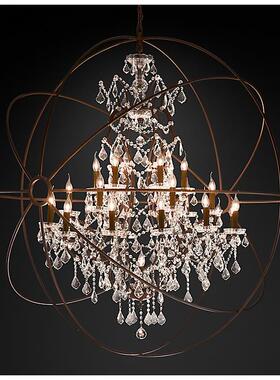 美式乡村loft复古铁艺术水晶吊灯欧式工业客厅餐厅服装店吊灯