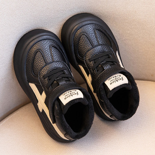 男童马丁靴2025冬季新款儿童加绒短靴透气二棉皮靴女童真皮靴子秋