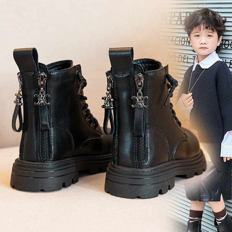 男童马丁靴2025秋冬新款儿童真皮靴子单靴男孩雪地靴黑色加绒皮靴,童鞋/婴儿鞋/亲子鞋,皮靴,淘宝优惠券,粉丝福利购,淘宝优惠卷