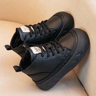 男童马丁靴真皮2025秋冬新款儿童皮靴软底短靴加绒二棉鞋雪地棉靴