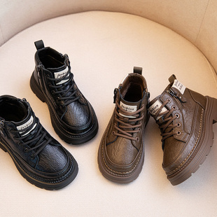 儿童马丁靴2025冬季新款男童靴子真皮短靴软底二棉皮靴加绒棉鞋冬