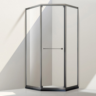 极窄钻石型侧移门淋浴房侧滑双开门小卫生间干湿分离浴室玻璃隔断