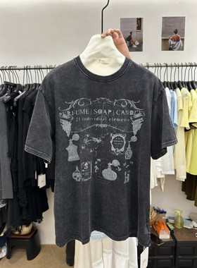 2026年夏季新款韩版做旧设计感字母印花宽松显瘦圆领短袖T恤上衣