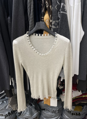 Hhh 2026年春季新款韩版设计感小众针织长袖T恤女宽松显瘦上衣潮