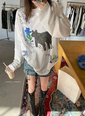 2026年夏季新款韩版设计感时尚涂鸦宽松显瘦长袖T恤女微透防晒衣