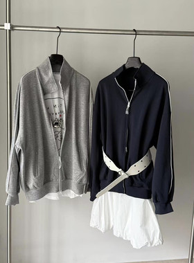 Hhh 2025年早秋新款韩版宽松立领拉链卫衣外套女百搭休闲上衣潮