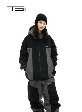 25款TSI映漾黑灰双拼色滑雪服套装单双板男女同款户外新款防风衣