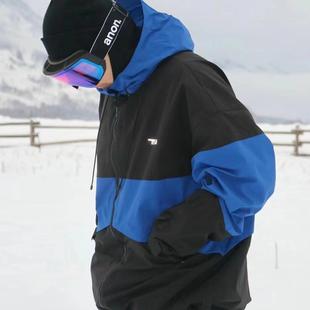 24款 TSI映漾黑蓝色双拼色单双板滑雪服套装男女同款户外穿搭新款