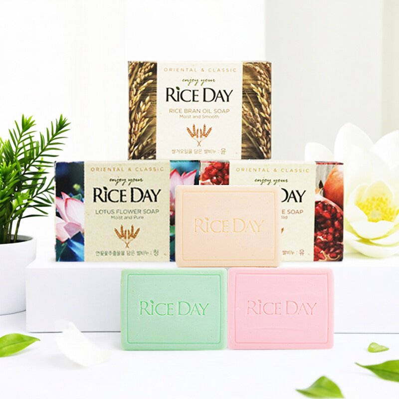 韩国进口RICE DAY米时代荷花石榴大米香皂洗脸洗手沐浴温和清洁