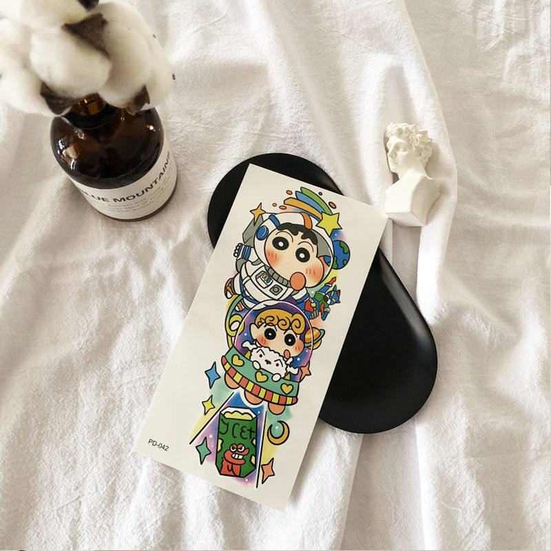 纹身贴防水男女持久仿真文身可爱卡通蜡笔小新个性花臂贴纸ins风