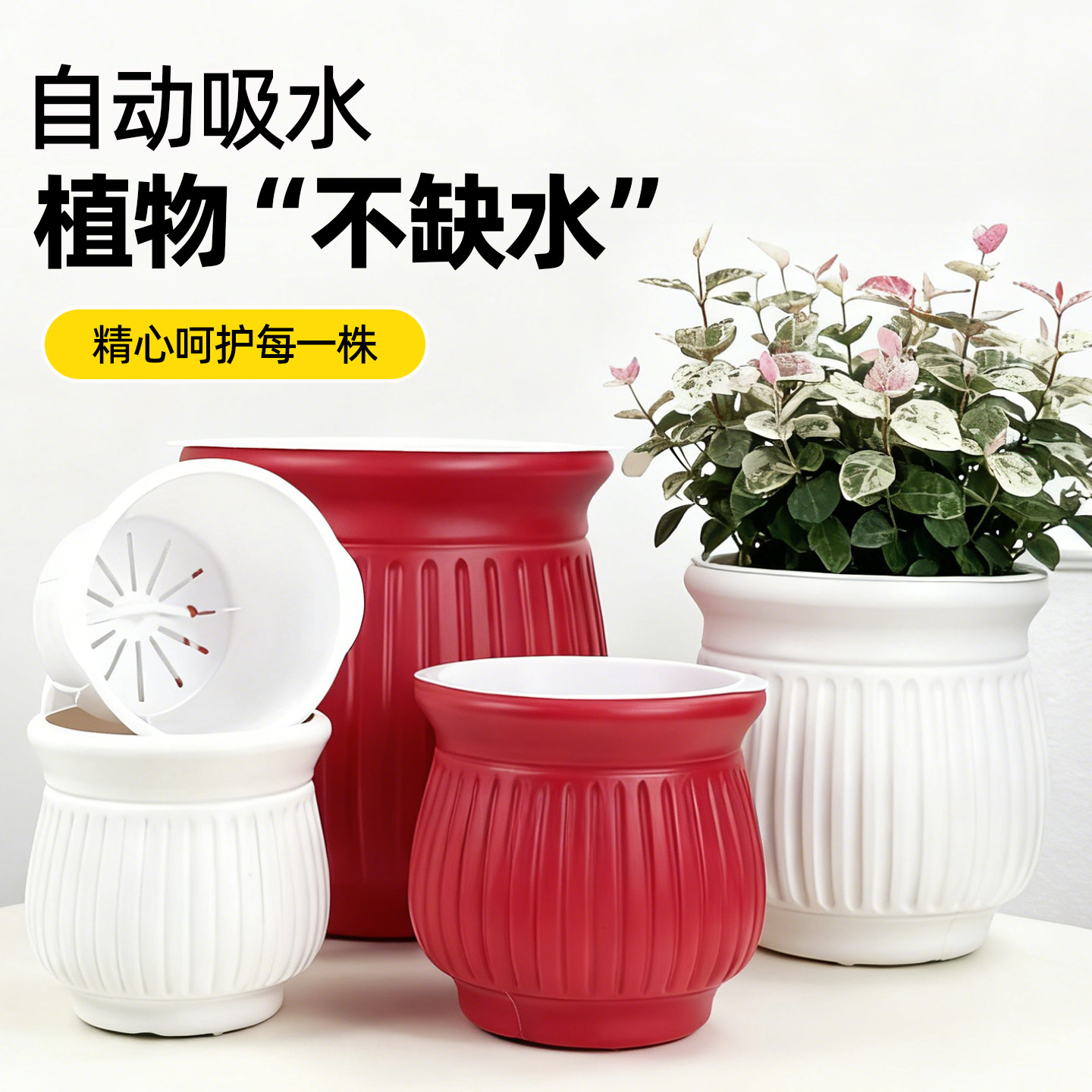 自吸水花盆家用塑料水培特大号绿萝发财树蝴蝶兰专用树脂加厚耐用