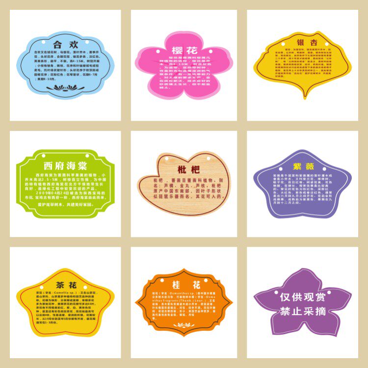 植树节树花牌树木绿化挂牌认养认领牌信息介绍牌温馨提示牌标识牌