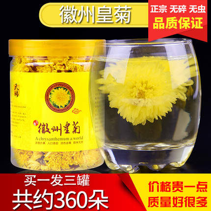 徽州皇菊泡水黄贡菊花茶花草茶黄山特干级菊花散罐装金丝婺源皇菊