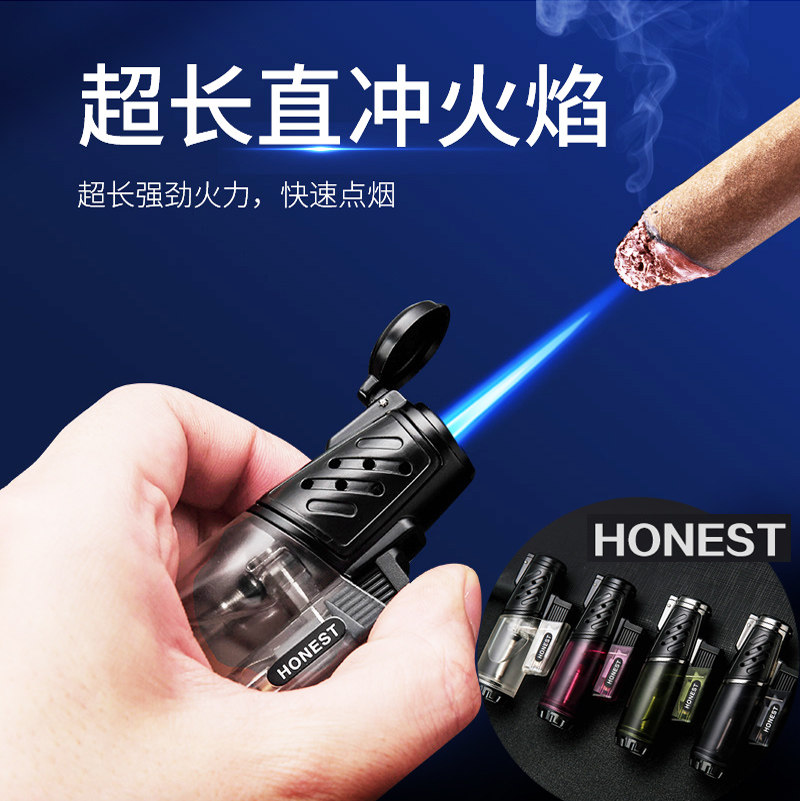 大容量防风打火机 充气体创意个性潮 蓝焰直冲打火喷枪雪茄点火器