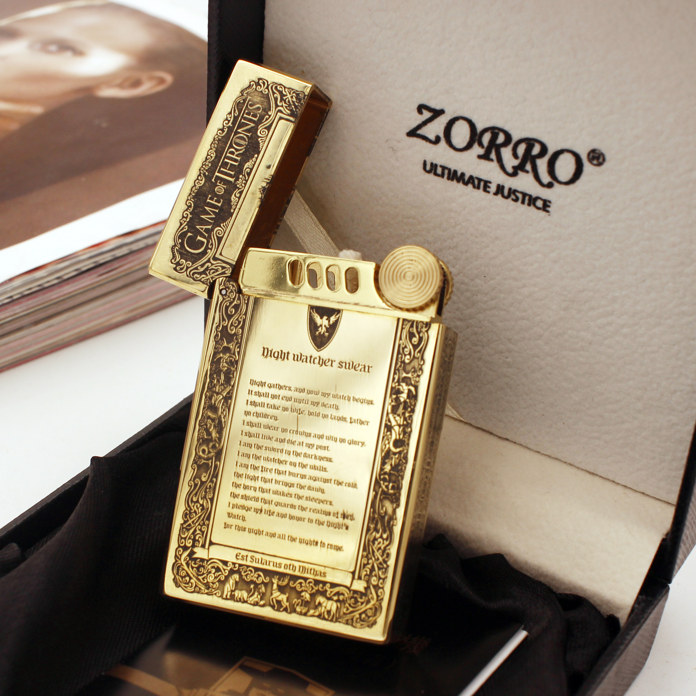 正品侧滑朗声ZORRO铜壳内胆打火机新款煤油机定制5面雕刻限量收藏