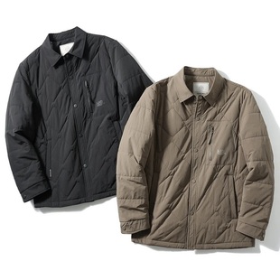 秋冬新款户外高级桑蚕丝加厚保暖翻领夹克棉服男商务休闲棉衣外套