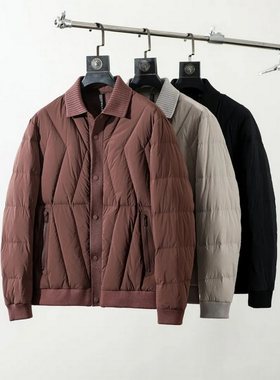鸭绒防风抗寒保暖针织翻领羽绒服