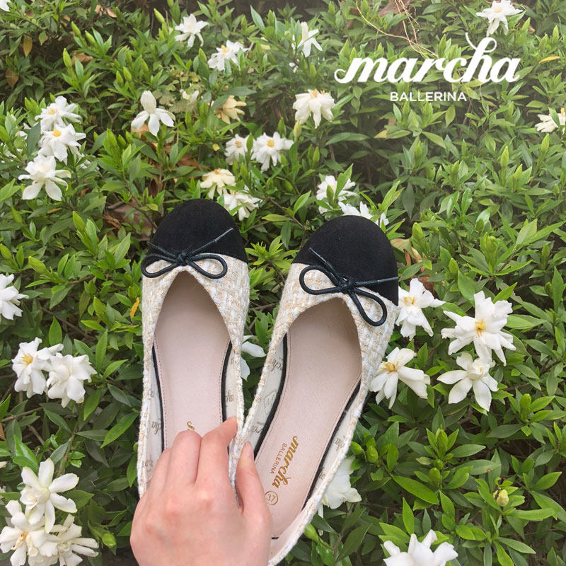 MARCHA BALLET LITTLE FRAGRANCE LADY TEMPERAMENT VERSATILE BOW BOW SHALLOW SCOOP FLAT WOMENS SINGLES WORK SUMMER SHOES