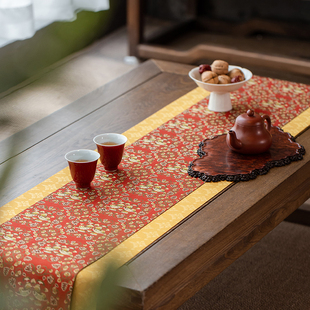 归云居 古典鸳鸯纹织锦茶席 知舍原创现代简约中国色长款桌旗套装