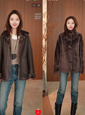 冰冰珍藏【顶奢藏品级】正宗拉贡皮毛一体外套双面可穿ZL25-559-2