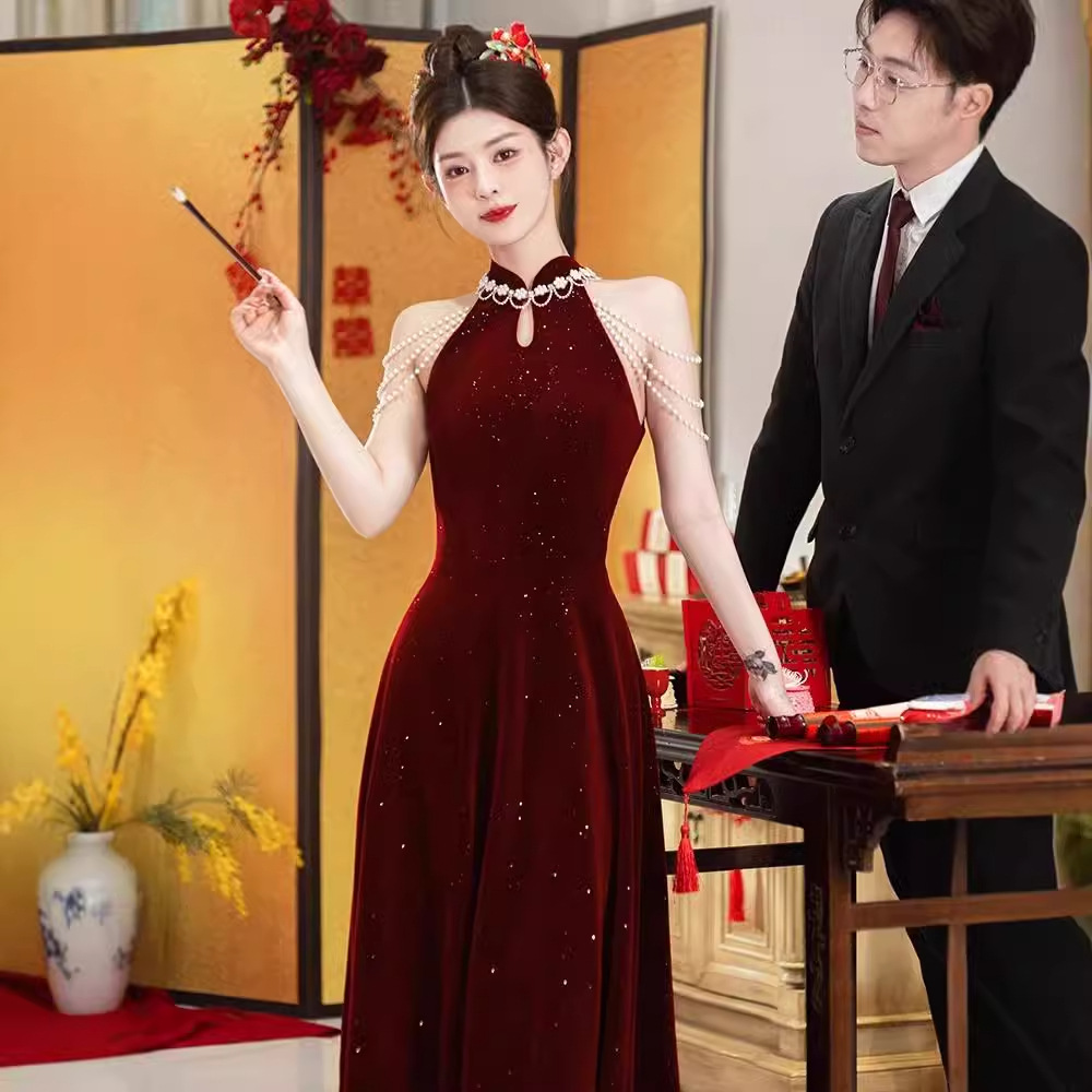 红色敬酒服新娘2025新款轻奢小众高端礼服裙新中式结婚订婚高级感