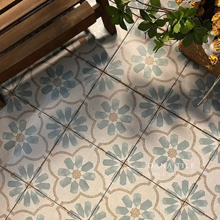 中古风复古花砖厨房卫生间阳台露台瓷砖民宿咖啡厅奶茶店防滑地砖