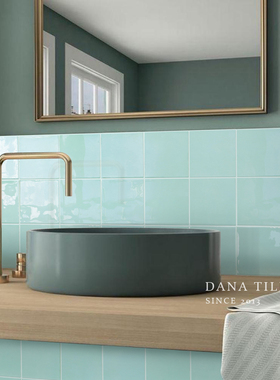 绿色亮光小方砖马卡龙色釉面砖厨房卫生间浴室墙砖民宿咖啡厅瓷砖