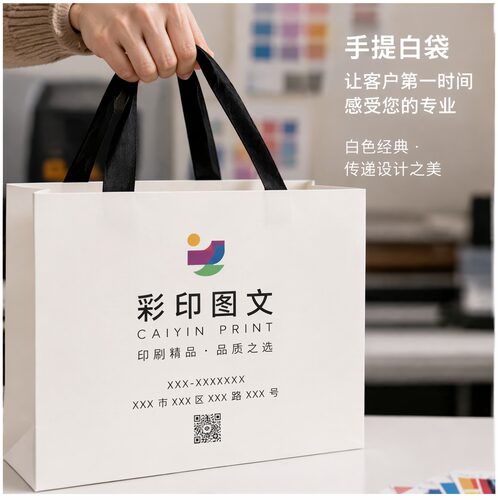 图文打印店纸袋手提袋文件复印手拎袋快印店高档包装袋加厚购物袋