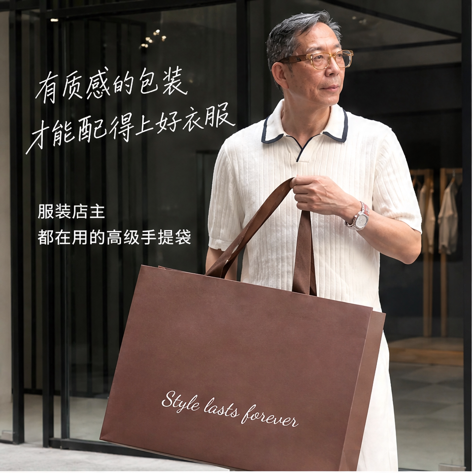 中老年男装服装店手提袋西装定制包装袋轻奢打包袋礼盒袋伴手礼袋