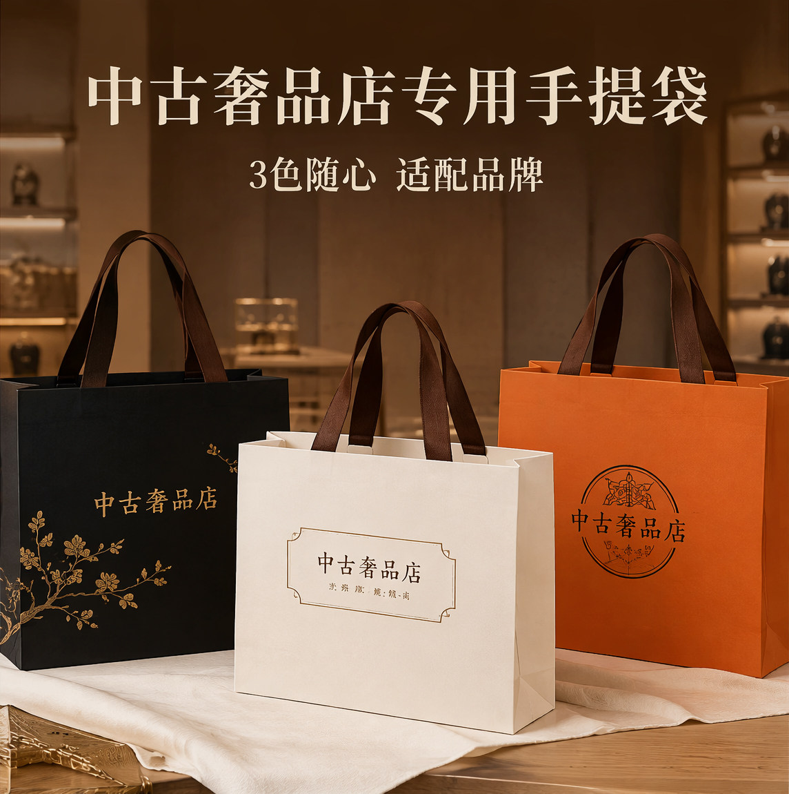 中古奢侈品店纸袋手提袋鞋包包装袋定制精致手拎袋购物袋伴手礼袋