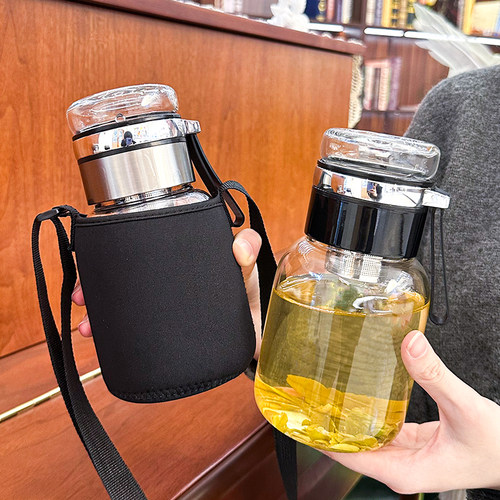 高硼硅材质可茶水分离玻璃杯