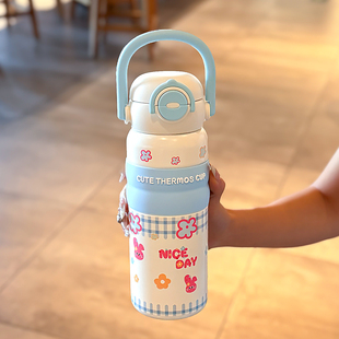 高颜值316不锈钢保温杯女生儿童水杯子便携学生直饮口可爱吸管杯