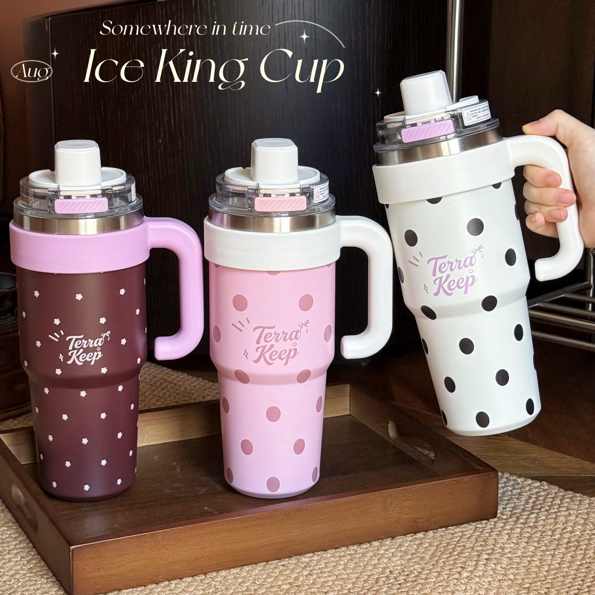 ins波点吸管保温杯桌面冰霸水杯