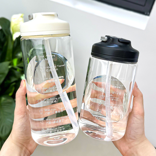 简约玻璃水杯带过滤网大容量便携女生办公室泡茶高颜值杯子1000ml