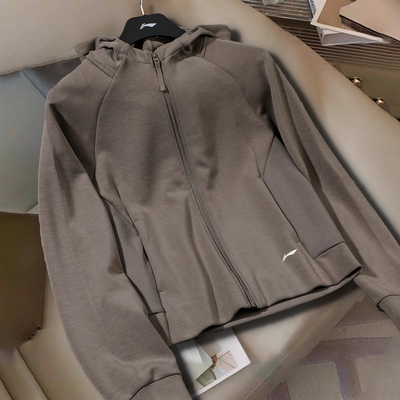 李宁女卫衣2025秋季新品百搭拉链时尚潮流休闲连帽开衫舒适外套