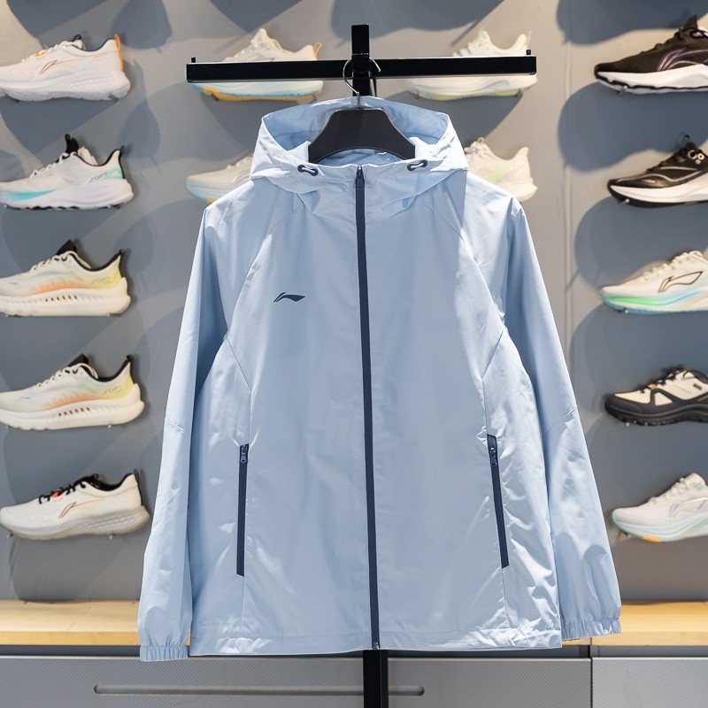 李宁运动风衣2026春新款男子蓝色系列防风青少年连帽舒适休闲外套