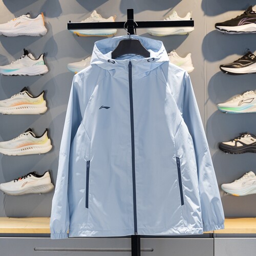 李宁男连帽防风防泼水运动风衣