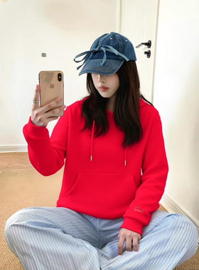 李宁2026马年新年日进斗金系列宽松舒适红色连帽运动卫衣AWDW111